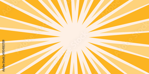 Horizontal retro groovy background with bright sunburst in style 60s, 70s. Trendy colorful graphic print.eps10