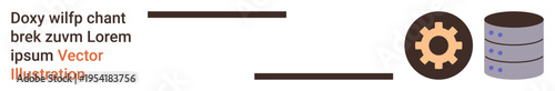 Big data, database management, technology systems, cloud computing, server infrastructure, coding . Gear symbol and server stack . Big data and database management concepts