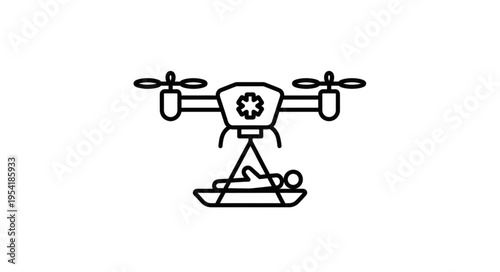 Medical Drone Delivering Patient Emergency Medical Transport.