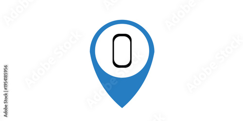 A blue map pin icon with a play button
