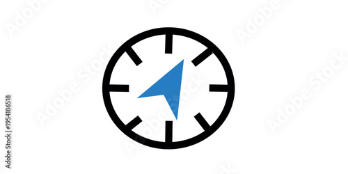 Compass navigation logo with blue needle