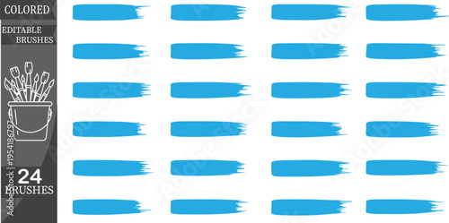 Set of 24 colored paint brushes vector