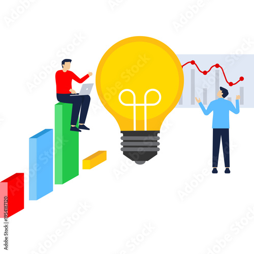 Teamwork brainstorming. Isometric flat 3d concept. Businessmen and developers working together. Illustration can be used in web banner, web page, prasentation

