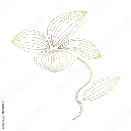 Elegant golden flower element in line art style vector illustration