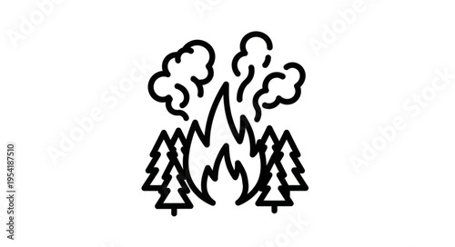 Forest Fire Icon Symbolizing Danger and Destruction.