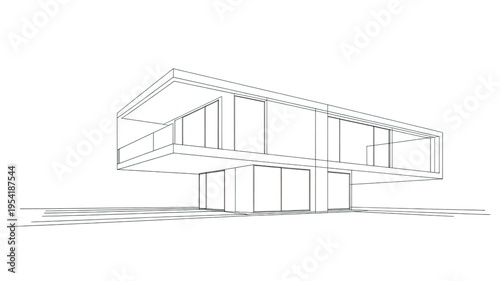 A modern architectural sketch of a sleek, contemporary house design