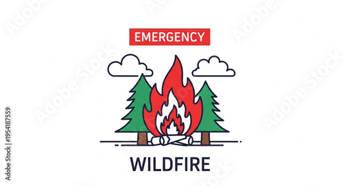 Wildfire Emergency Burning Forest Trees Danger.