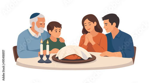 A meaningful cultural connection moment where family members gather in a calm home setting to honor shared traditions and values during an important seasonal observance, visual