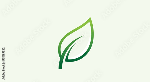 Abstract green leaf icon representing nature, ecology, and organic concepts.