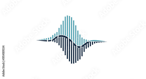 Abstract sound wave pattern in blue tones, modern digital equalizer graphic.