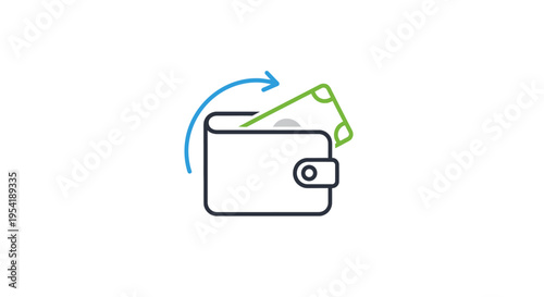 Wallet icon with arrow and money bill representing cashback or refund