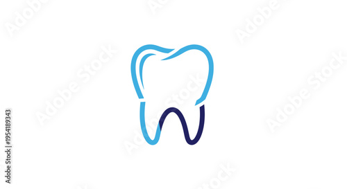 Minimalist blue tooth icon for dental care logo design