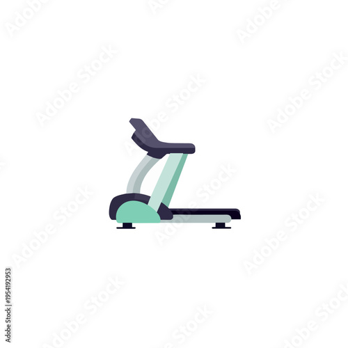 Treadmill machine for cardio exercise, fitness equipment for running and walking indoors, modern gym workout device with clean design and mint green accents Concept of health and wellness