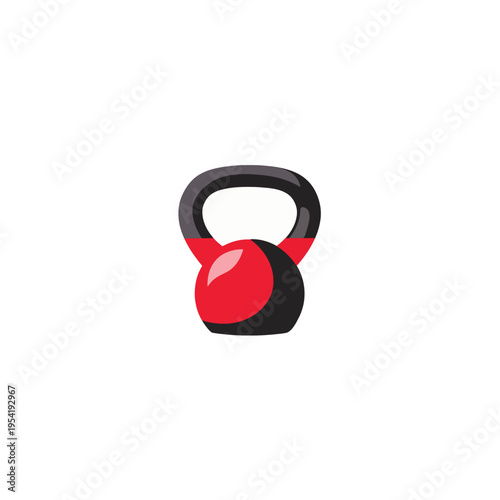 Red and black kettlebell for fitness training, weightlifting, and strength exercise Isolated on white background, concept of workout, gym, and healthy lifestyle
