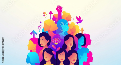 Diverse group of women celebrating unity and empowerment.