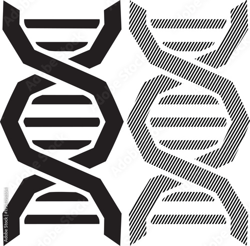Comparison of traditional and modern representations of the double helix dna structure.