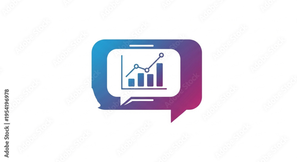 Fotografie Financial Chart Displayed Inside a Speech Bubble Icon.