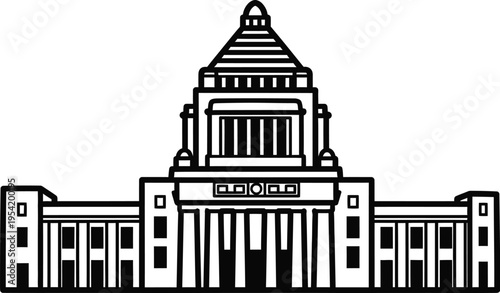 Constitution memorial day japan parliament building illustration