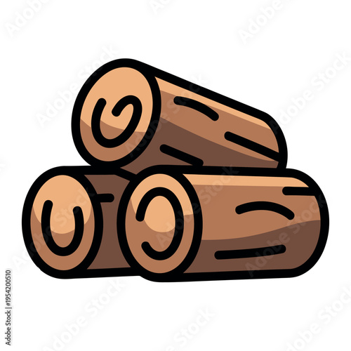 A cartoon illustration of three stacked wooden logs on a white background