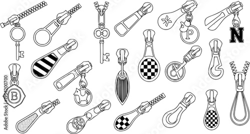 Collection of Green Zipper Pulls with Various Charms and Designs
