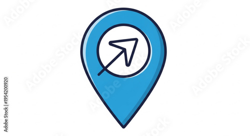 Blue Location Pin with Arrow Symbolizing Navigation and Direction.