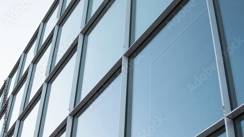 A modern office building with large glass windows and a sleek exterior design