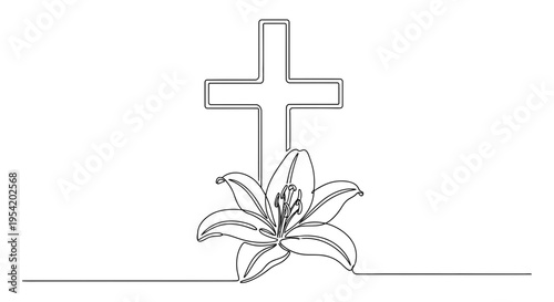 Cross with Lily Flower Symbol.
