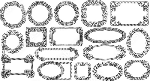 Collection of Green Rope Frames in Various Shapes with Knots
