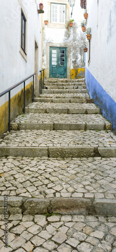 Europe, Portugal, Obidos.  Walking the side streets of Obidos.