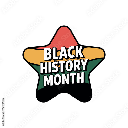 A colorful star shaped logo for Black History Month on a white background