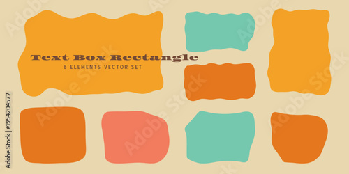 Hand drawn irregular rectangle text box isolated vector shapes set. Speech bubble quirky frame