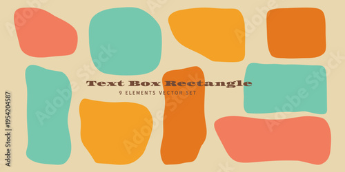 Hand drawn irregular rectangle text box isolated vector shapes set. Speech bubble quirky frame
