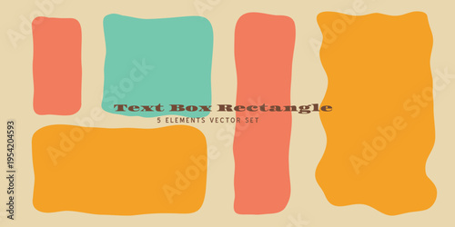 Hand drawn irregular rectangle text box isolated vector shapes set. Speech bubble quirky frame