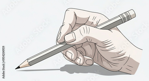 Hand Holding a Pencil Ready to Write or Draw.