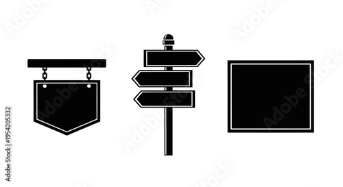 black and white illustration of road signs.