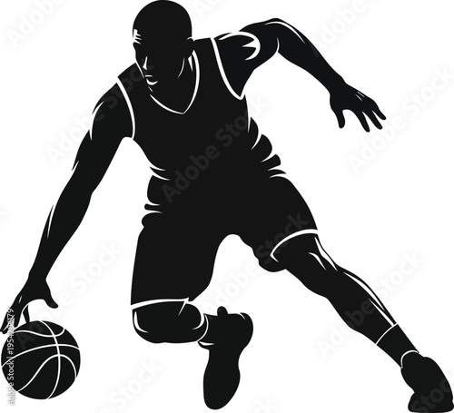 Basketball player silhouette, embodying tournament intensity and championship drive