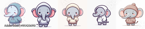 cute elephant vector wearing hoodie