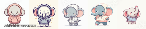 cute elephant vector wearing hoodie