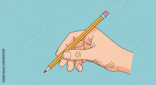 Hand Holding a Pencil Ready to Write or Draw.
