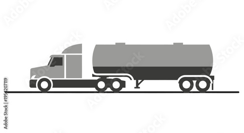 Fuel Tanker Truck for Oil and Gas Transportation Flat Illustration