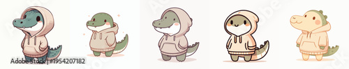 cute crocodile vector wearing a hoodie