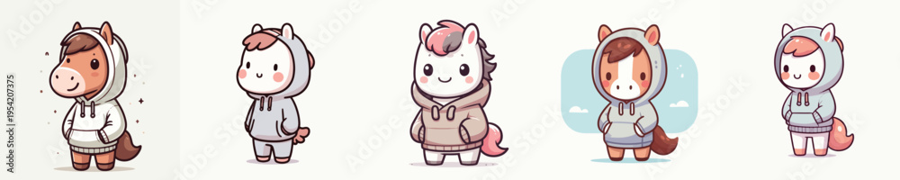Fototapeta premium cute horse vector wearing hoodie