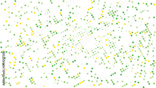 Green and yellow scattered circle pattern on white, fresh abstract background for eco branding, marketing, website design and creative presentations