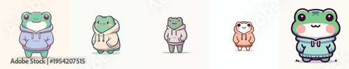 cute frog vector wearing a hoodie