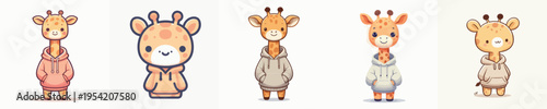 cute giraffe vector wearing hoodie