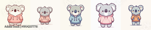 cute koala vector wearing a hoodie