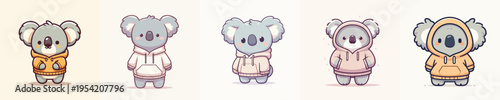 cute koala vector wearing a hoodie