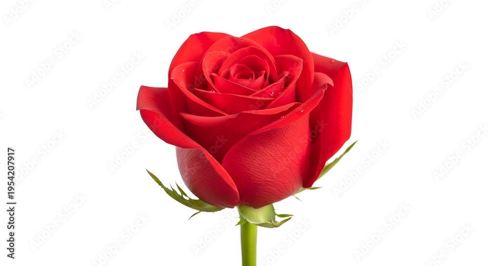 Fototapeta premium A single red rose on a white background