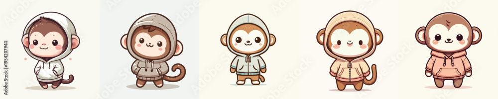 Obraz premium cute monkey vector wearing hoodie