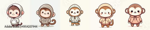 cute monkey vector wearing hoodie